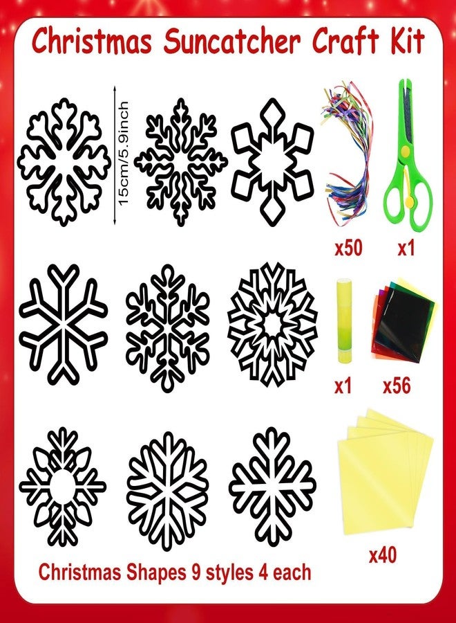 EggSun 36 Sets Christmas Snowflake Suncatchers Craft Kit for Kids Ornaments Stained Glass Effect Window Arts and Crafts Kit for Classroom Holiday Birthday Projects Home Favors Decorations Ages 4 8 12 - Image 2